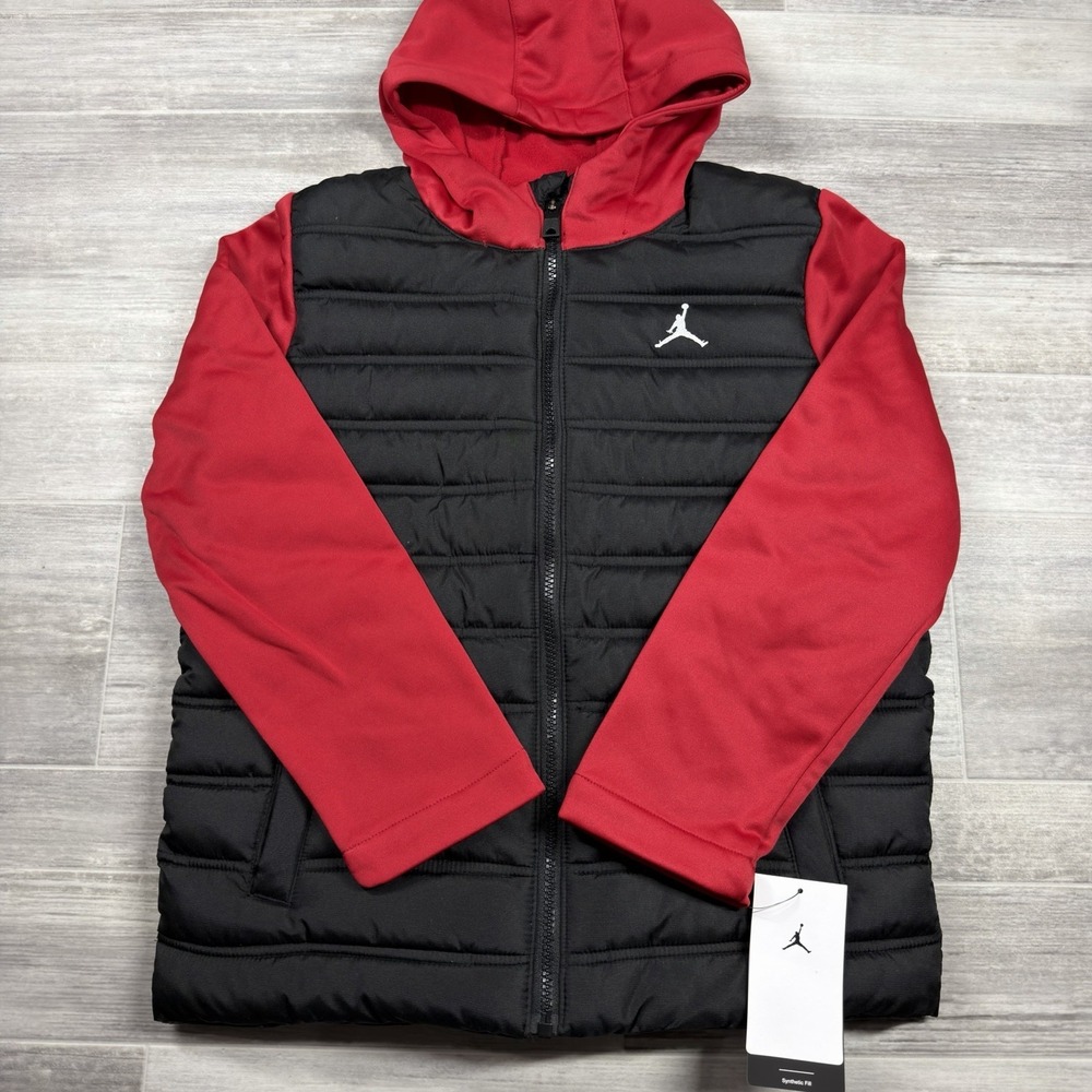 Air Jordan HYBRID Youth Jacket Medium Black/Red 95D585-H24 Nike Basketball NWT